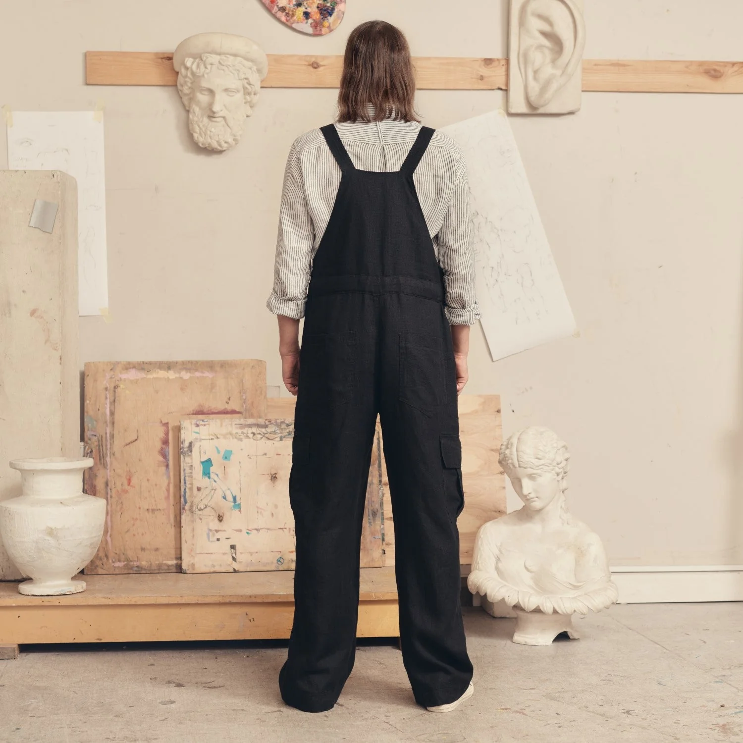 Black Linen Elm Overalls - Image 6