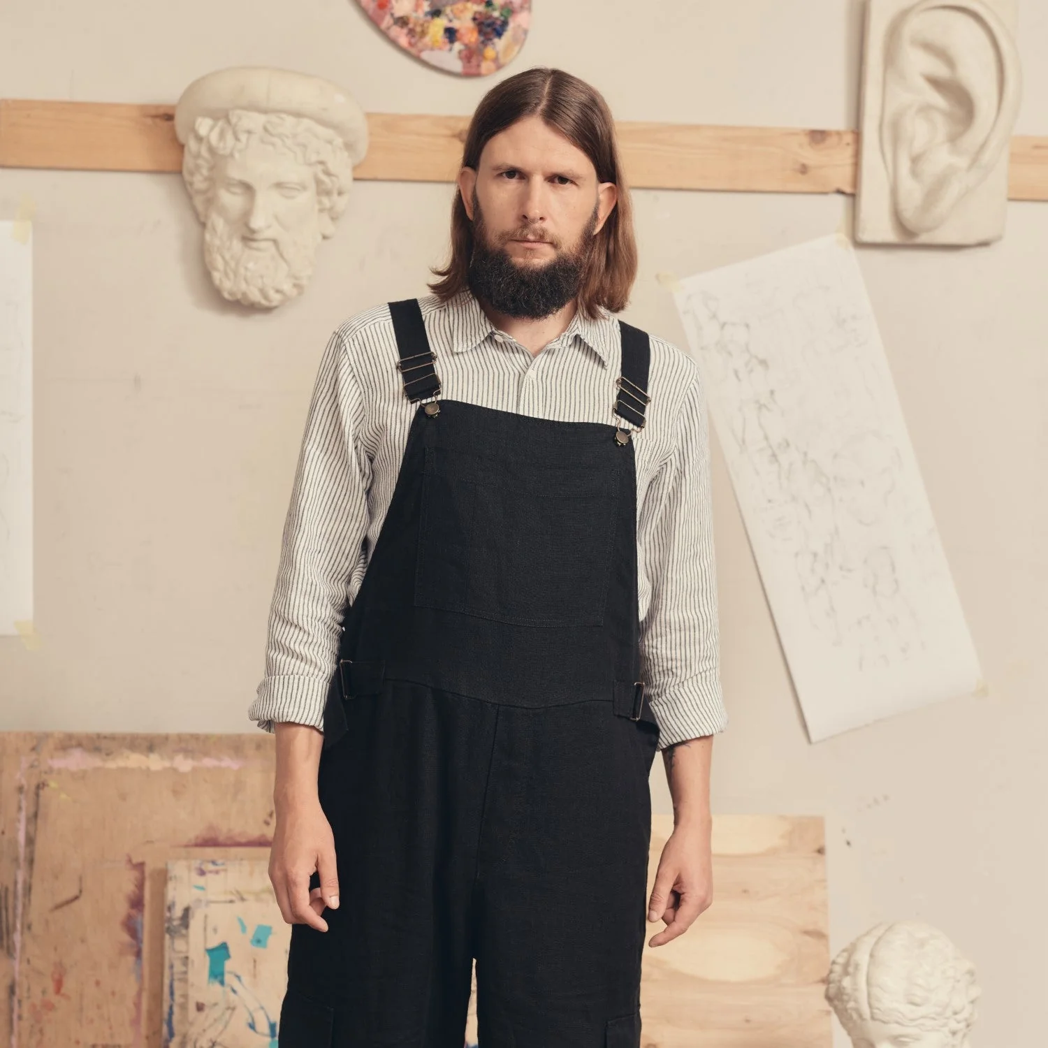 Black Linen Elm Overalls - Image 7