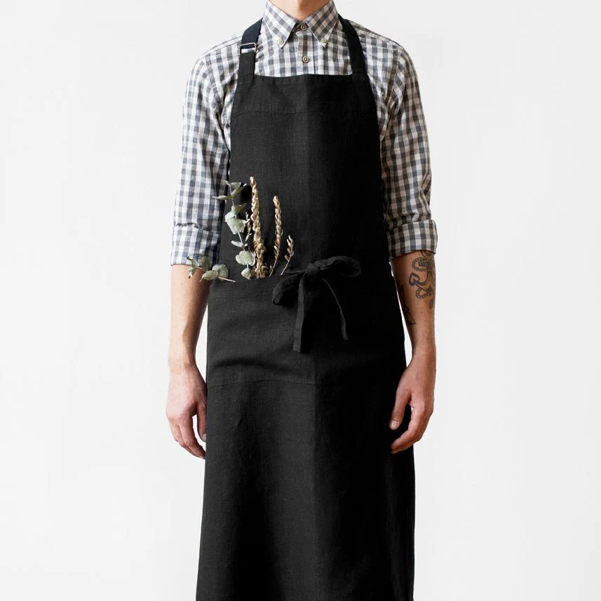 LIMITED EDITION Black Linen Chef Apron - Image 4
