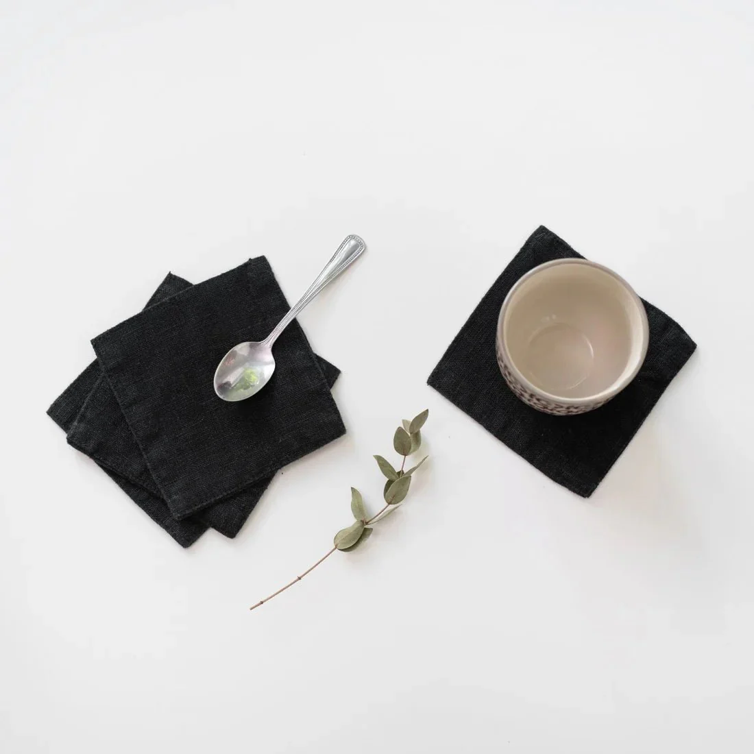 LIMITED EDITION Black Linen Coasters Set of 4