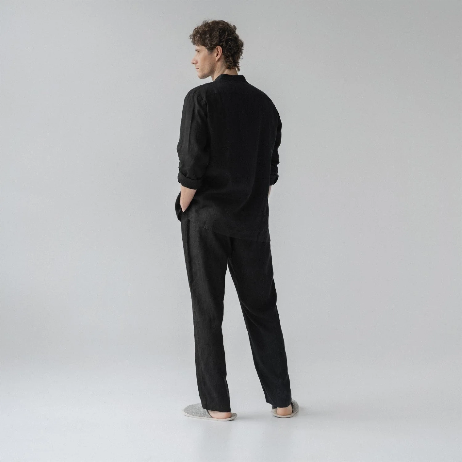 Black Linen Currant Loungewear Set - Image 2