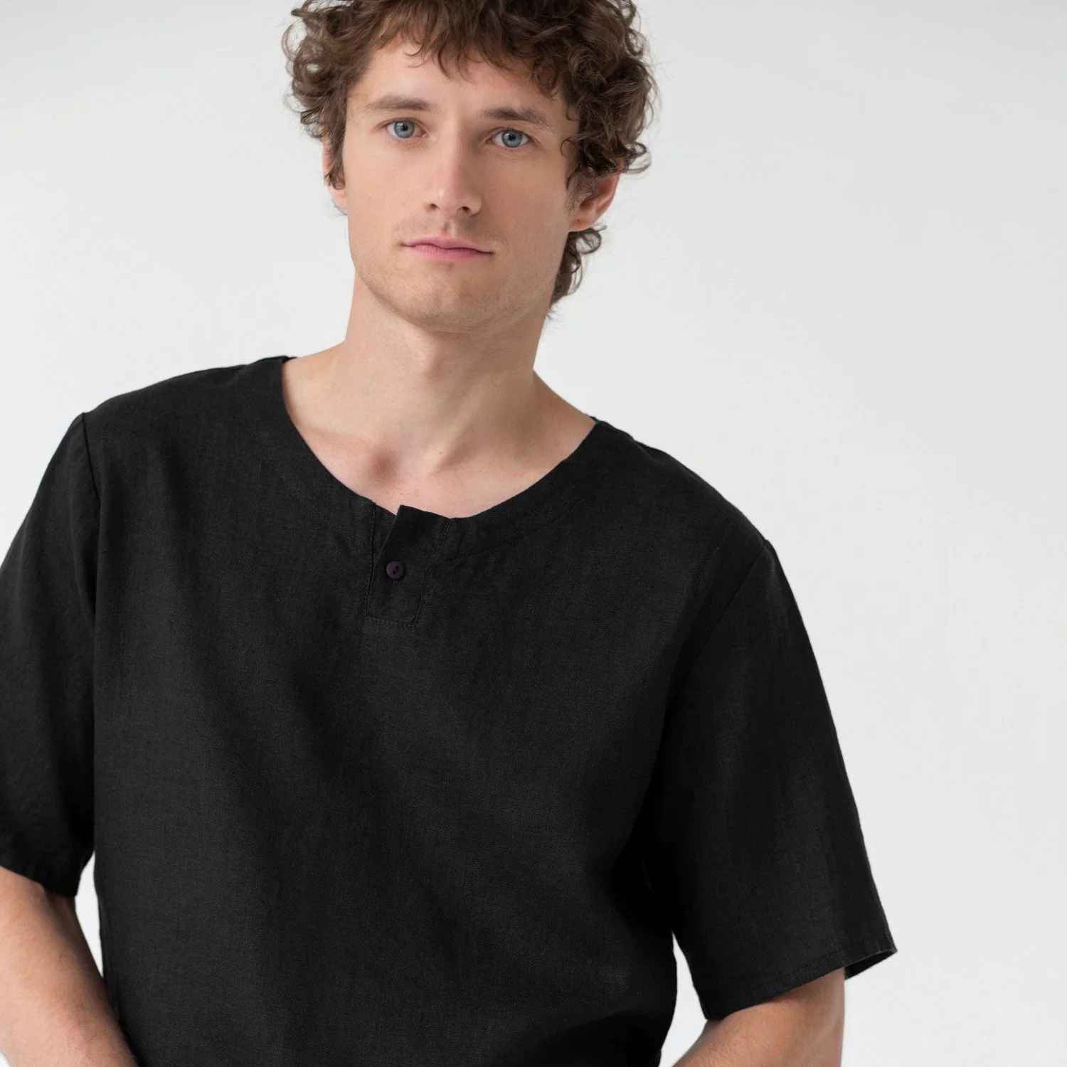 Black Linen Fern Pyjama Set - Image 2