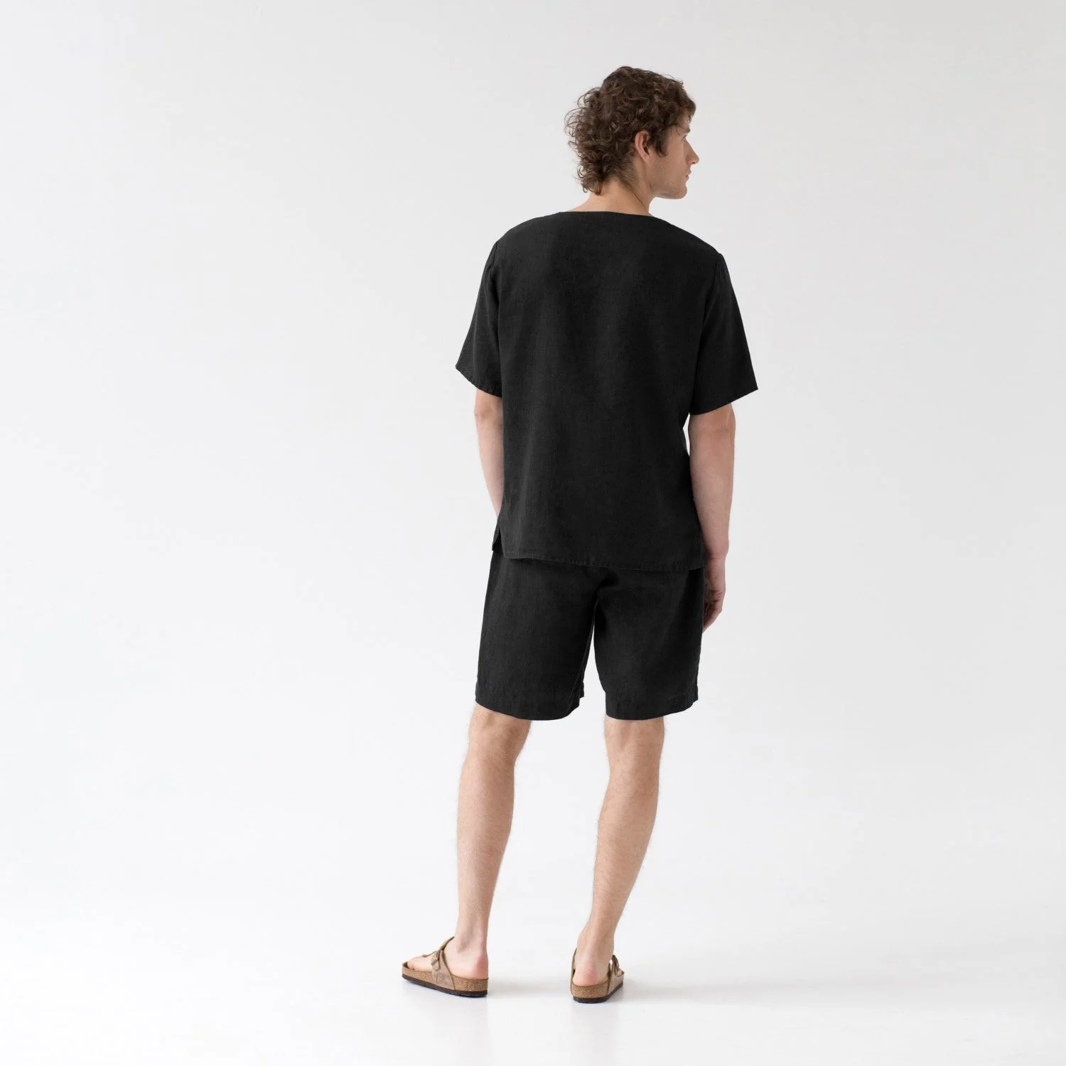 Black Linen Fern Pyjama Set - Image 3
