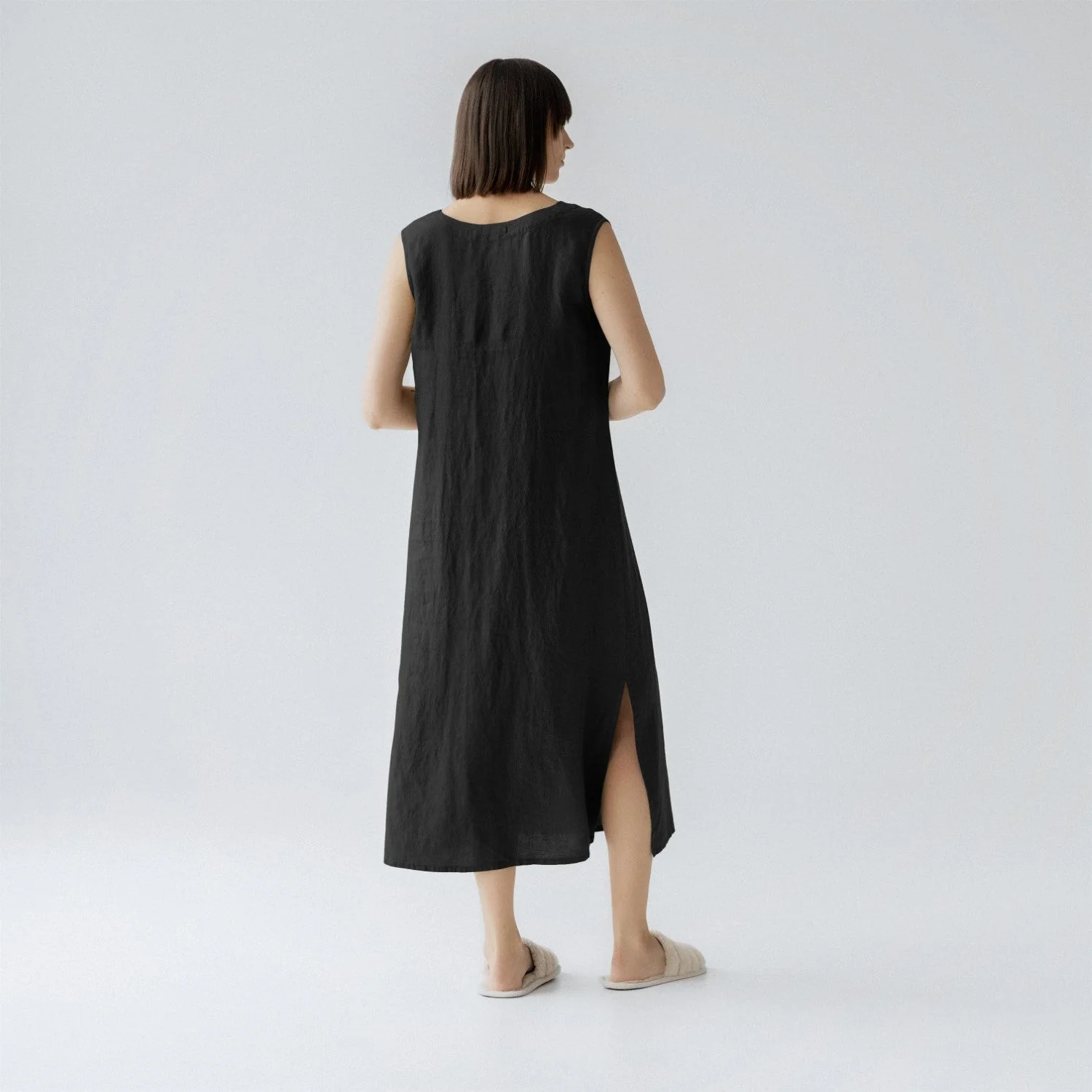 Black Linen Nasturtium Nightdress - Image 3