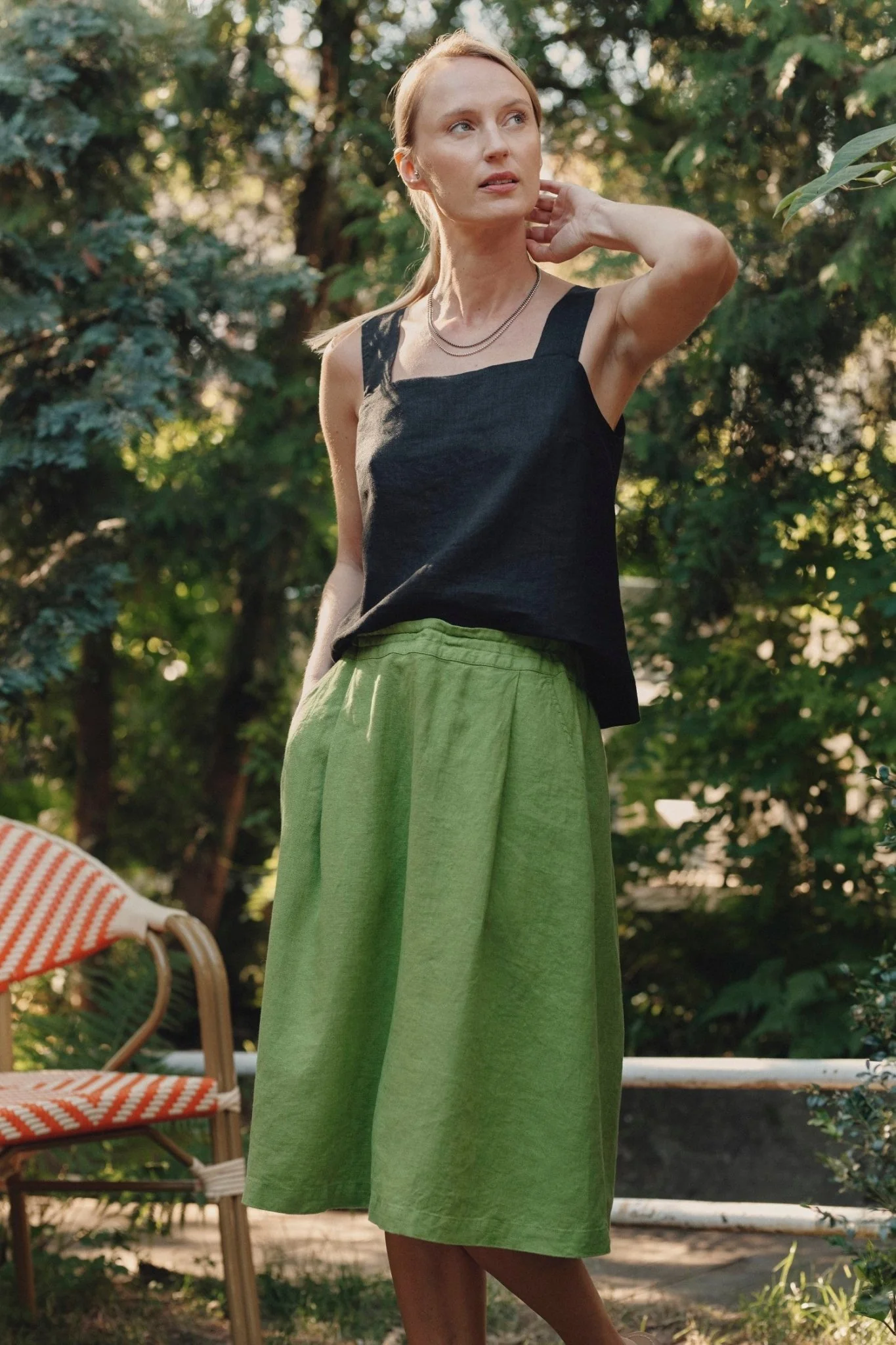 Black Linen Polka Top - Image 4