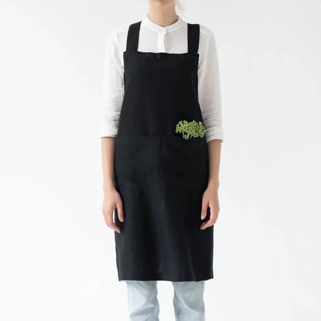 LIMITED EDITION Black Linen Crossback Apron
