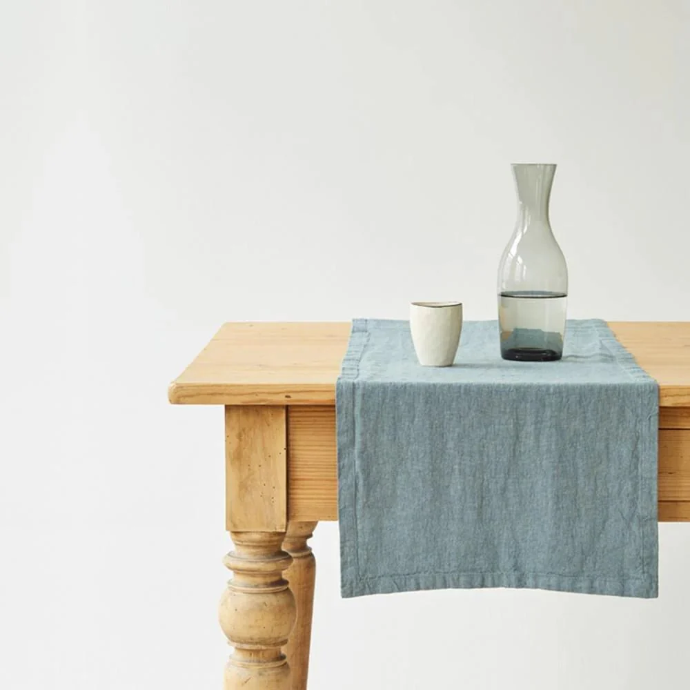 Blue Fog Linen Table Runner