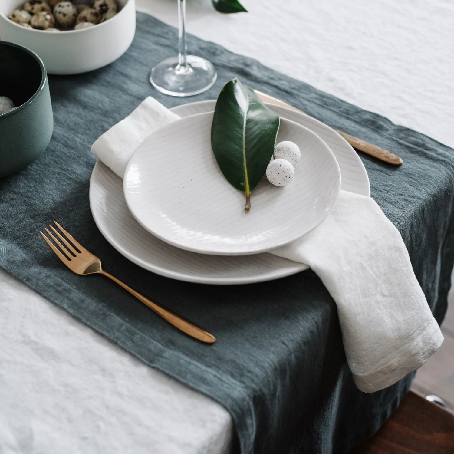 Blue Fog Linen Table Runner - Image 4