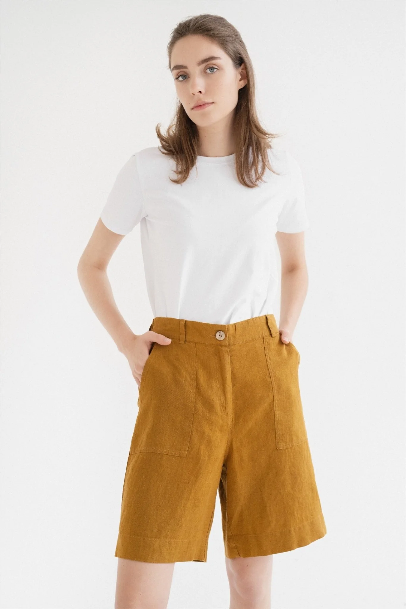 Bronze Linen Etude Shorts - Image 2