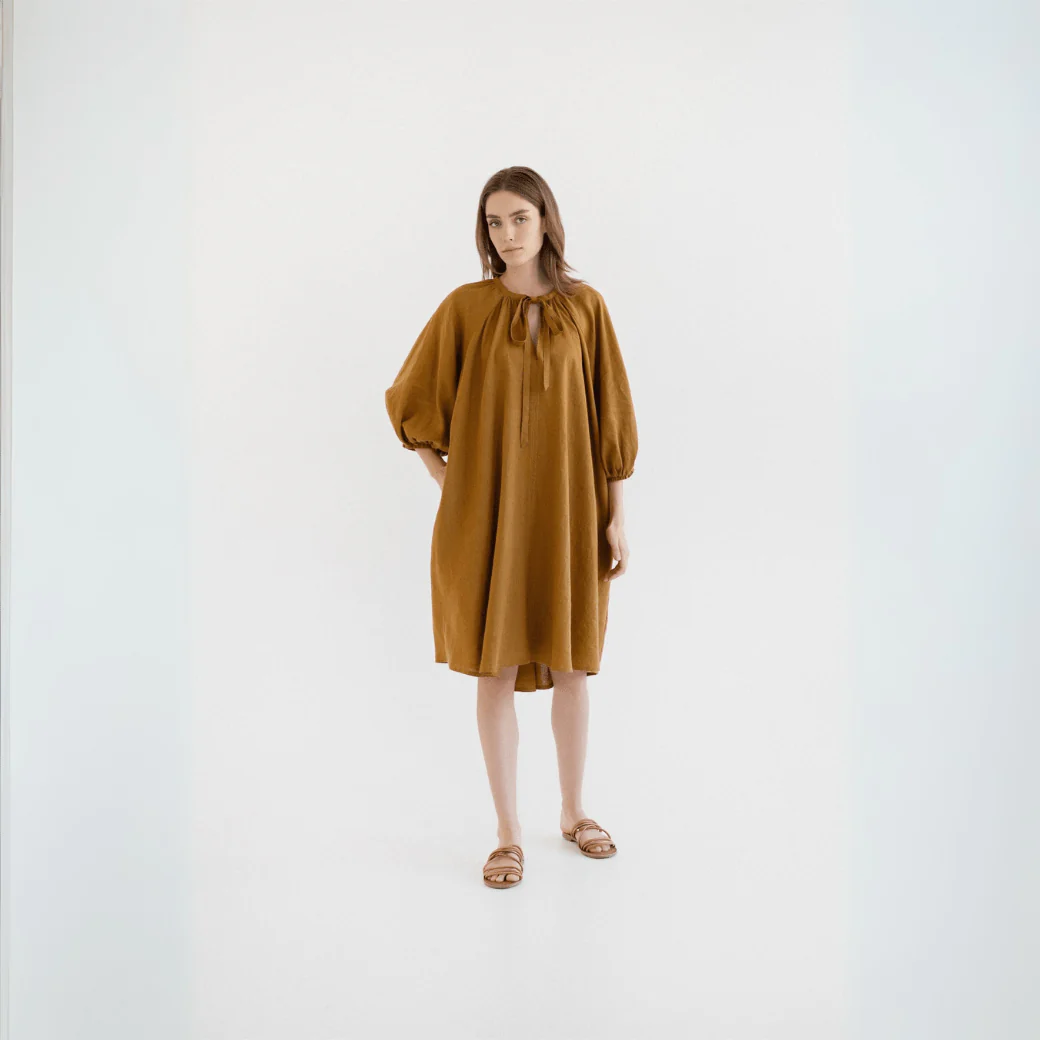 Bronze Linen Mahina Dress