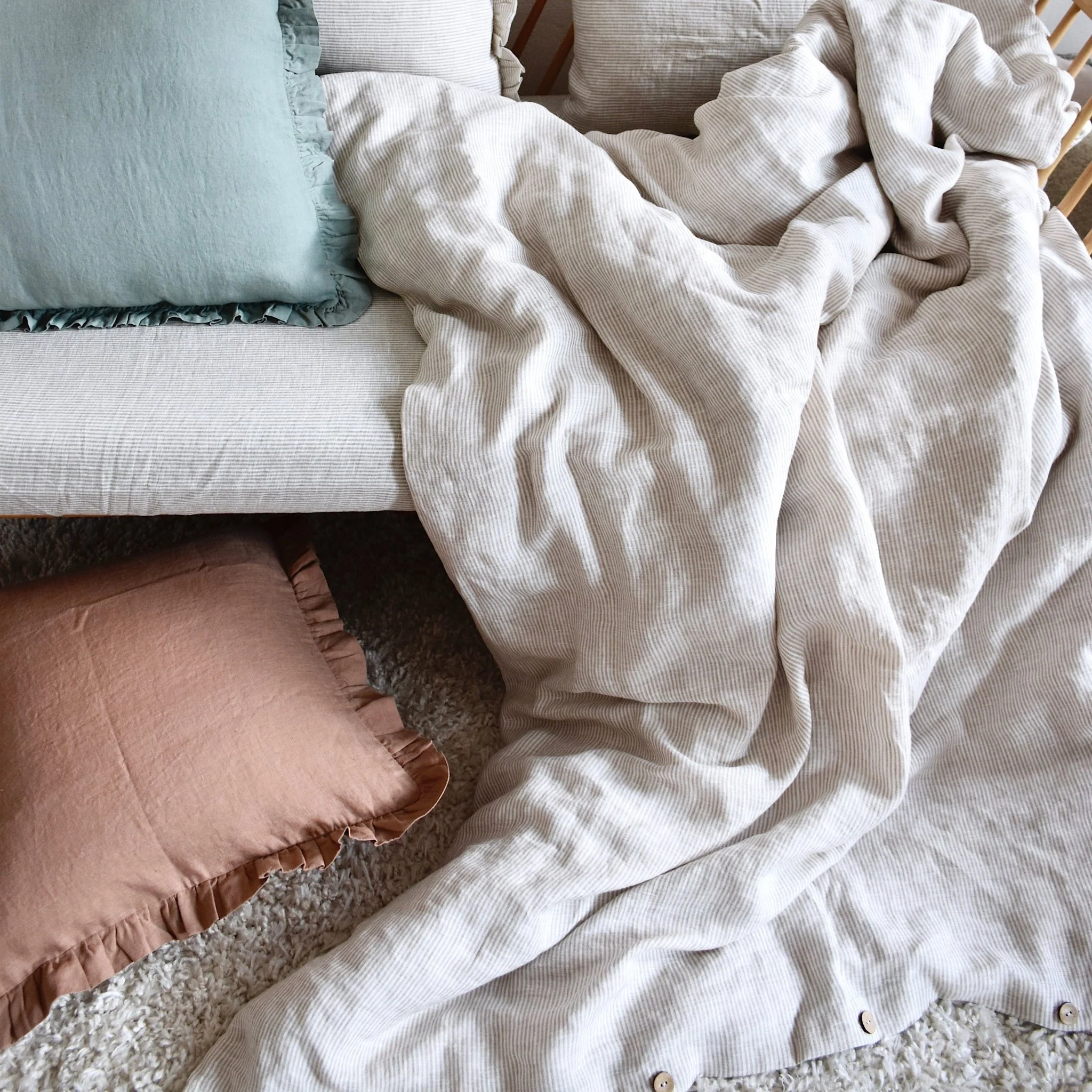 Cafe Creme Linen Pillowcase with Frills - Image 4