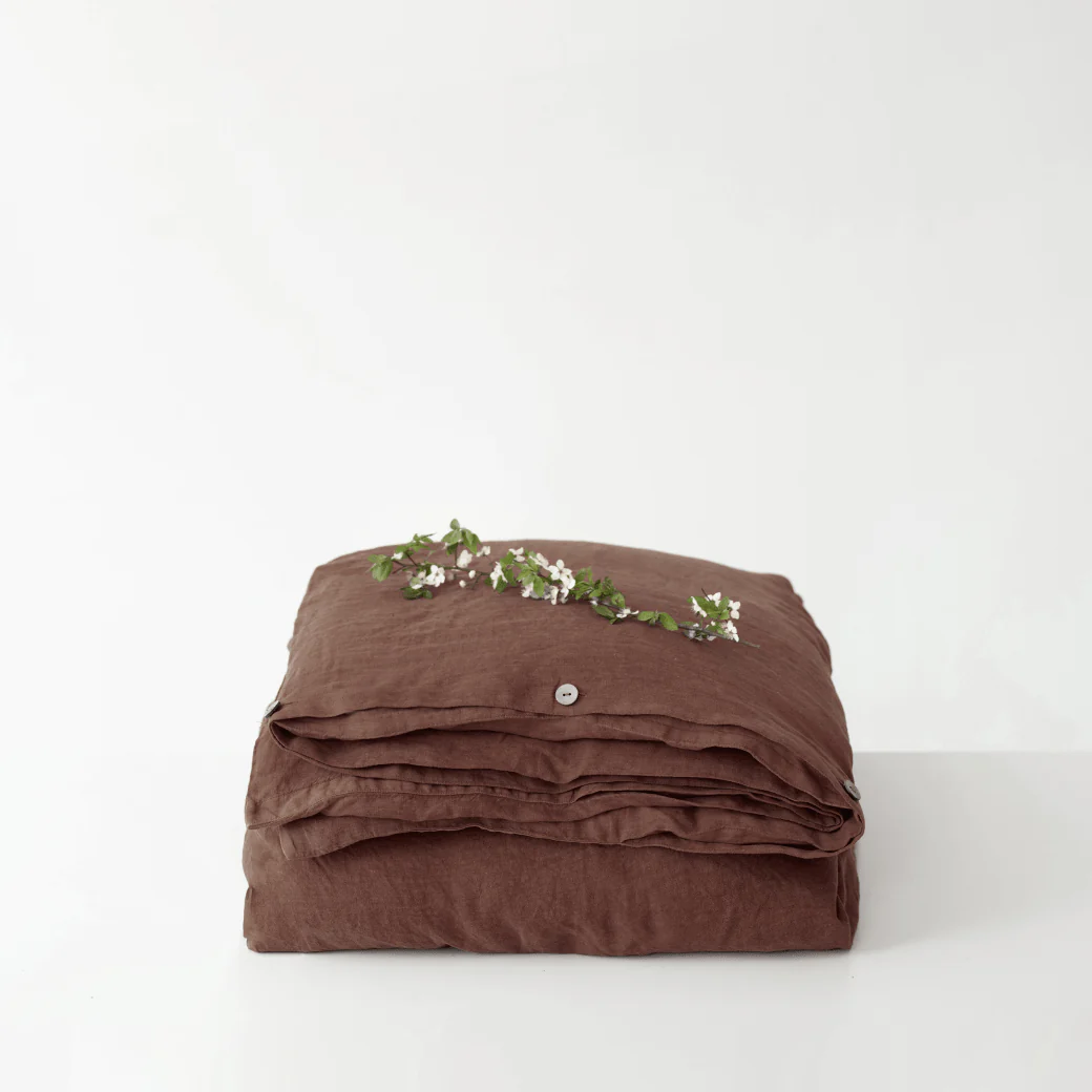 Chocolate Linen Duvet Cover