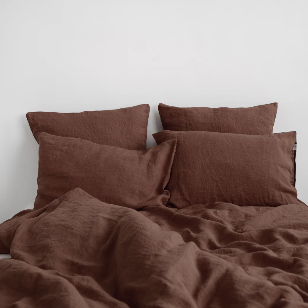 Chocolate Linen Duvet Cover Set - Image 3