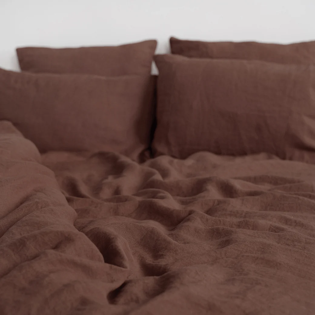 Chocolate Linen Duvet Cover Set - Image 4