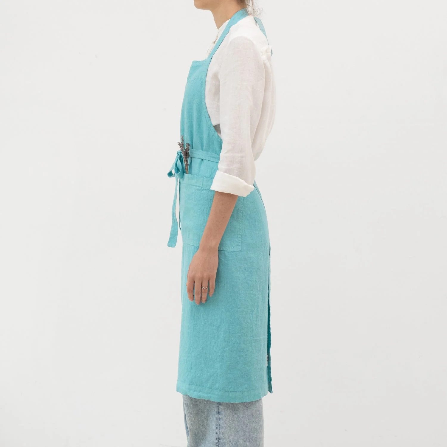 LIMITED EDITION Coastal Blue Linen Chef Apron - Image 2