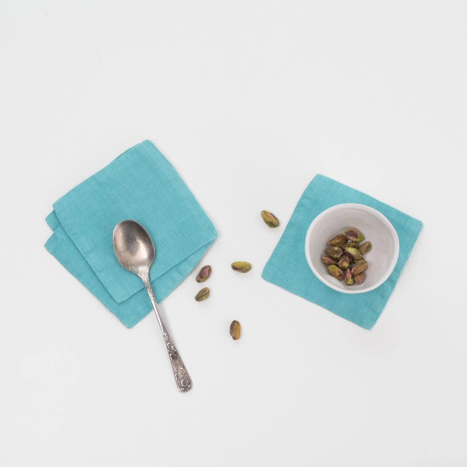 LIMITED EDITION Coastal Blue Linen Coasters Set of 4