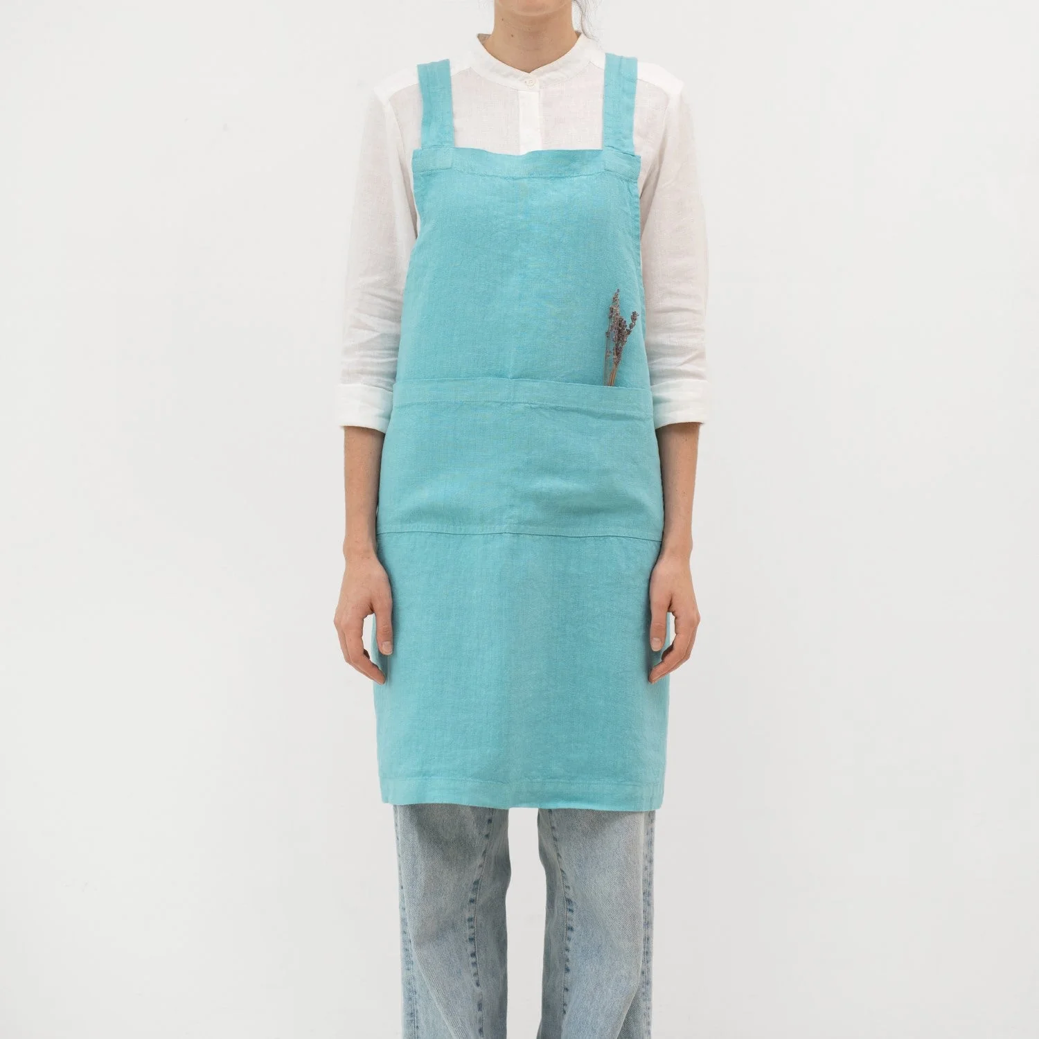 LIMITED EDITION Coastal Blue Linen Crossback Apron