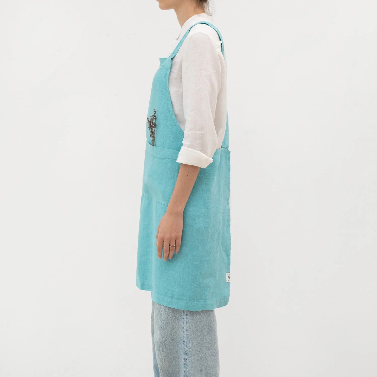 LIMITED EDITION Coastal Blue Linen Crossback Apron - Image 2