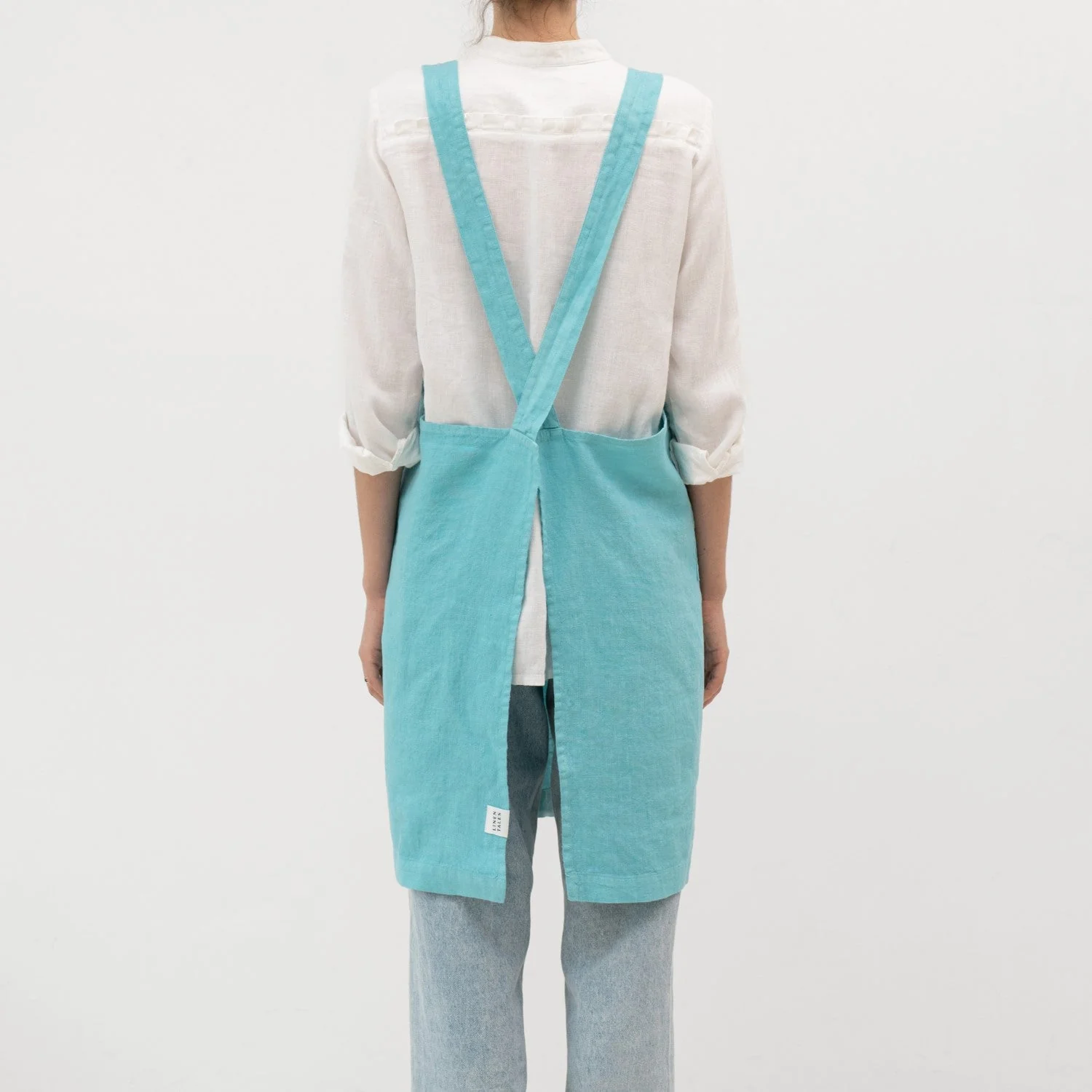 LIMITED EDITION Coastal Blue Linen Crossback Apron - Image 3