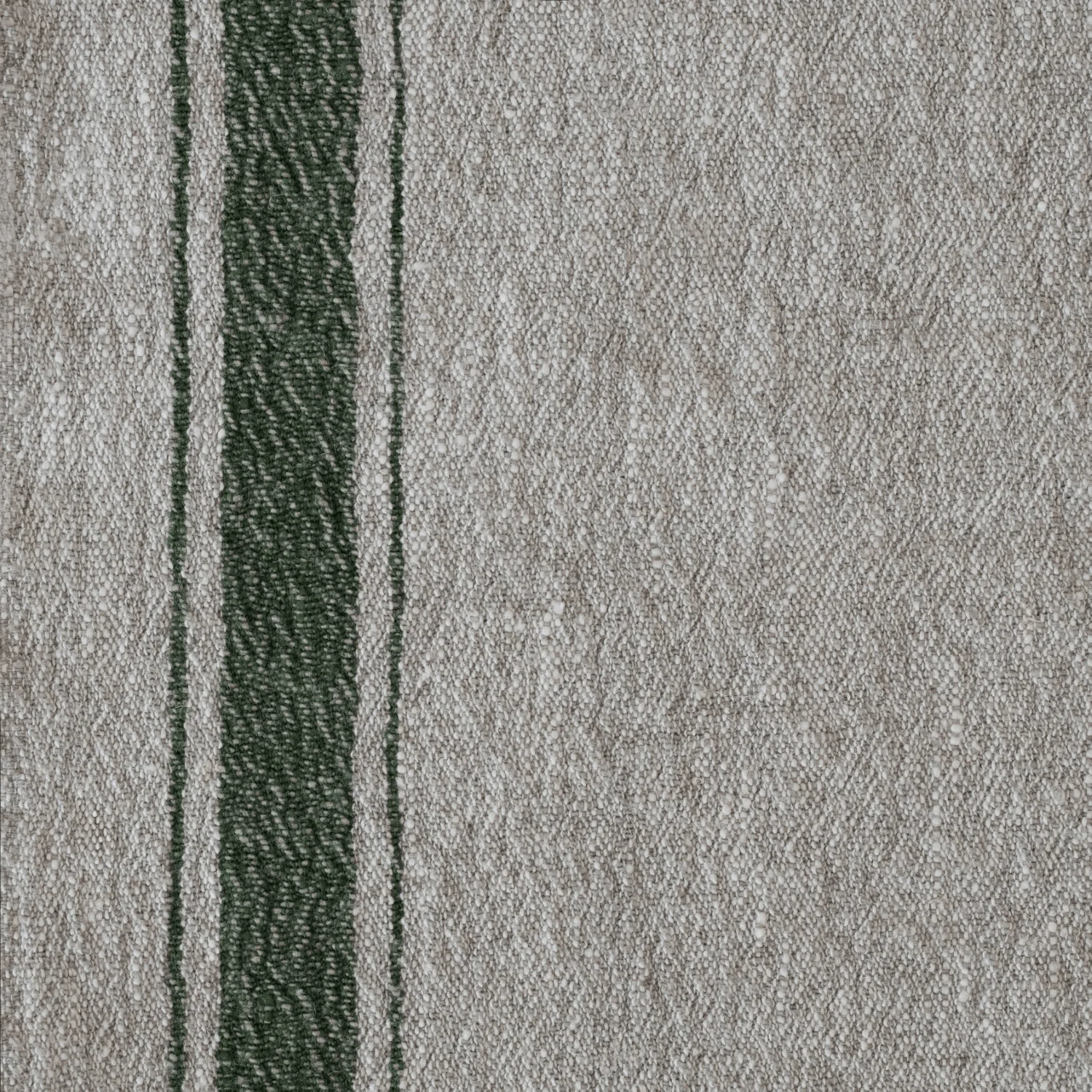 Green Stripe Vintage Linen Fabric 310 g/m2