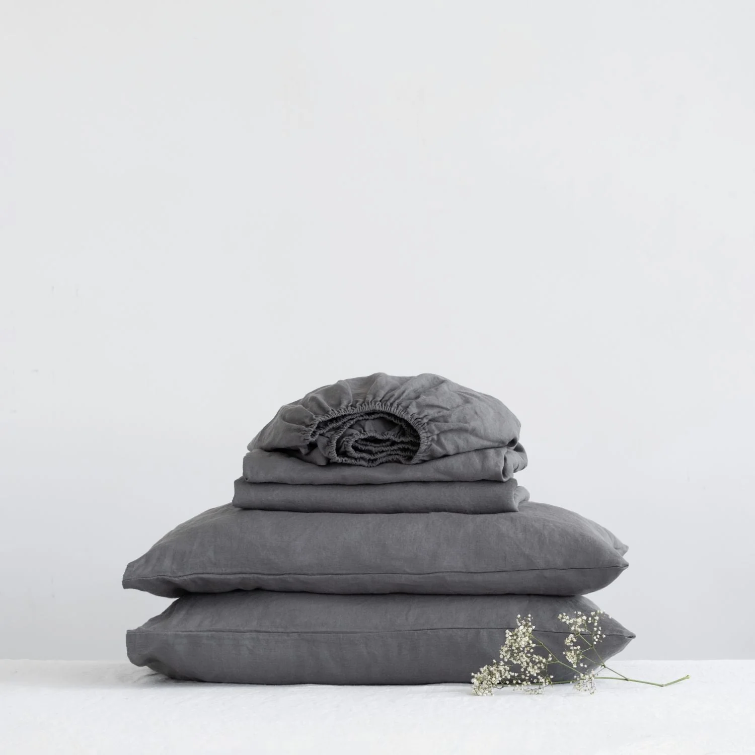 Dark Grey Linen Sheet Set - Image 2