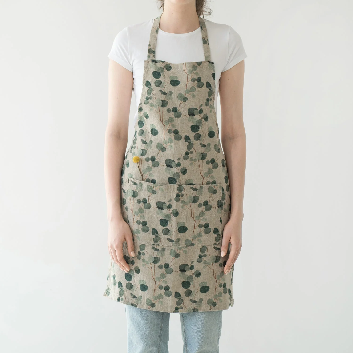 Eucalyptus on Natural Linen Daily Apron