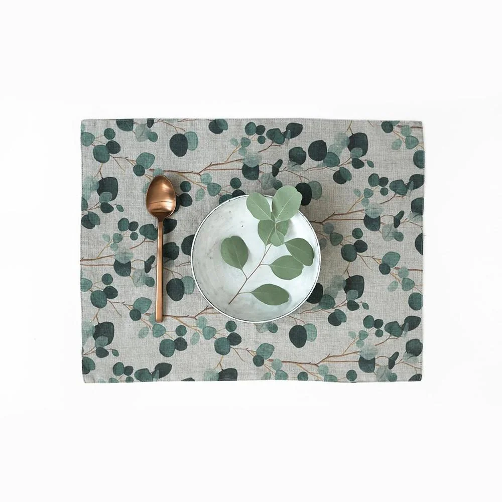 Eucalyptus on Natural Linen Placemat