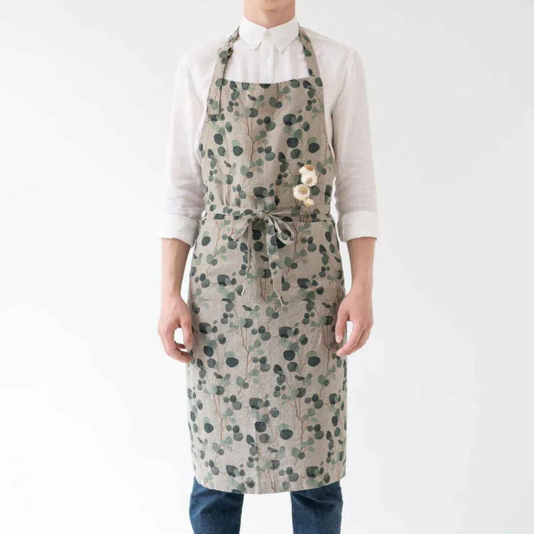 Eucalyptus on Natural Linen Chef Apron