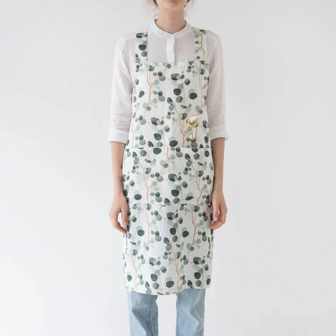 LIMITED EDITION Eucalyptus Linen Crossback Apron