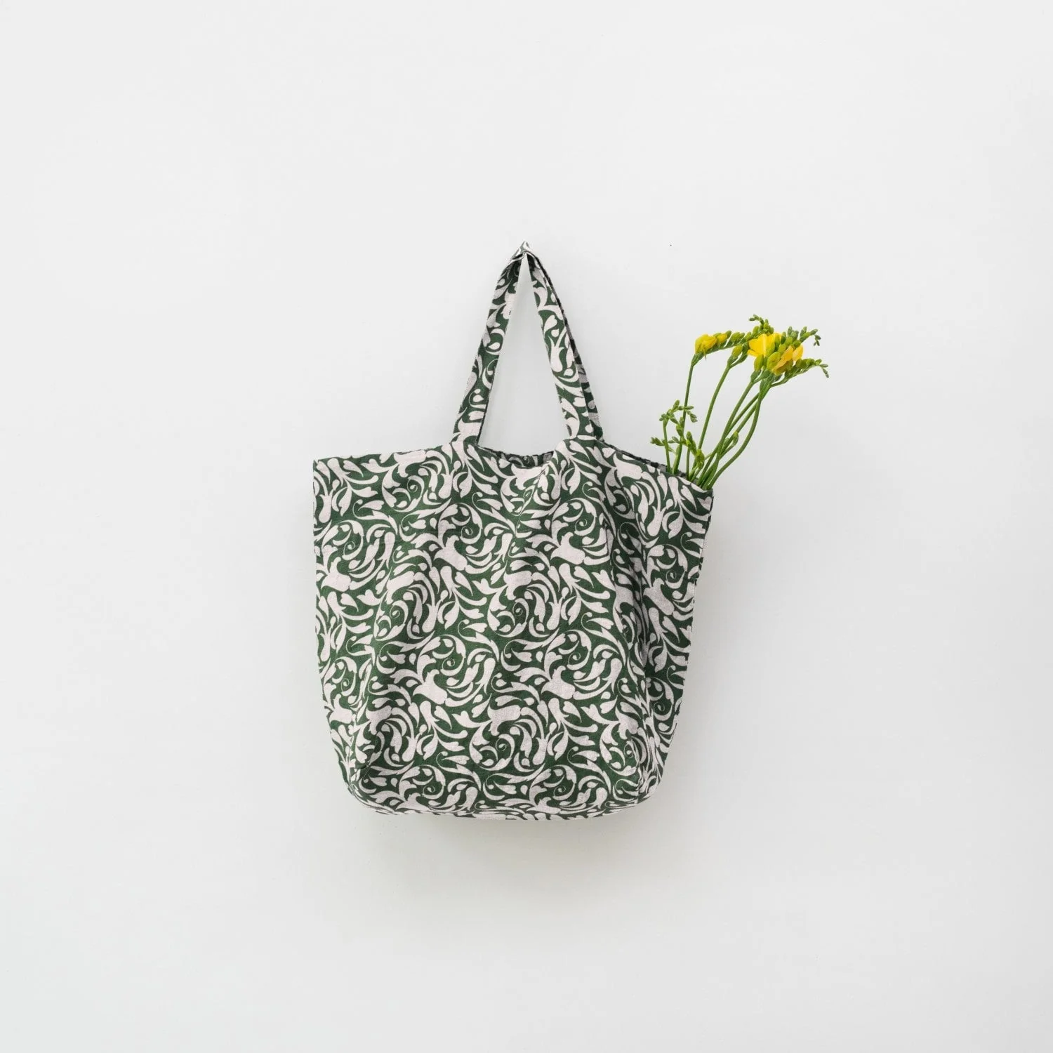Evergreen Damask Linen Big Bag