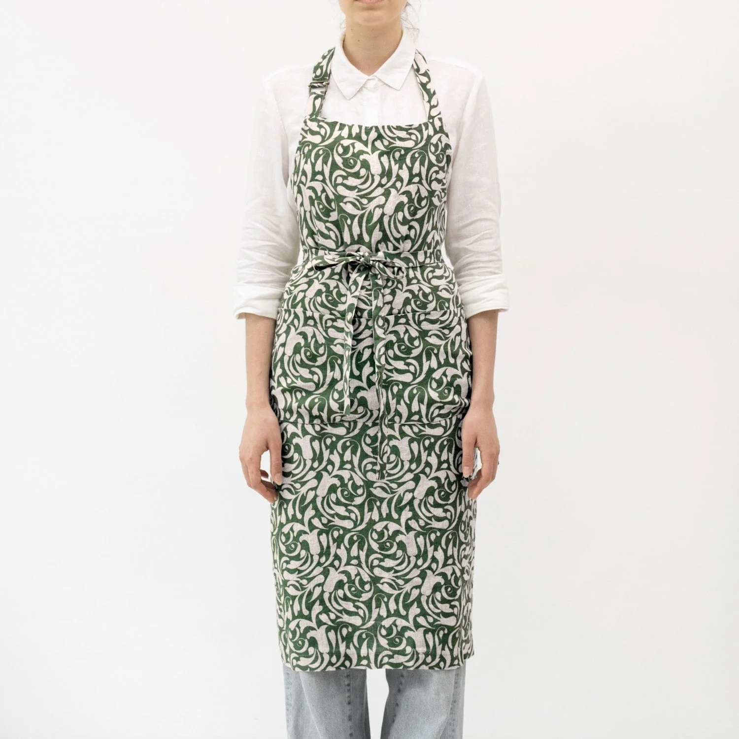 Evergreen Damask Linen Chef Apron