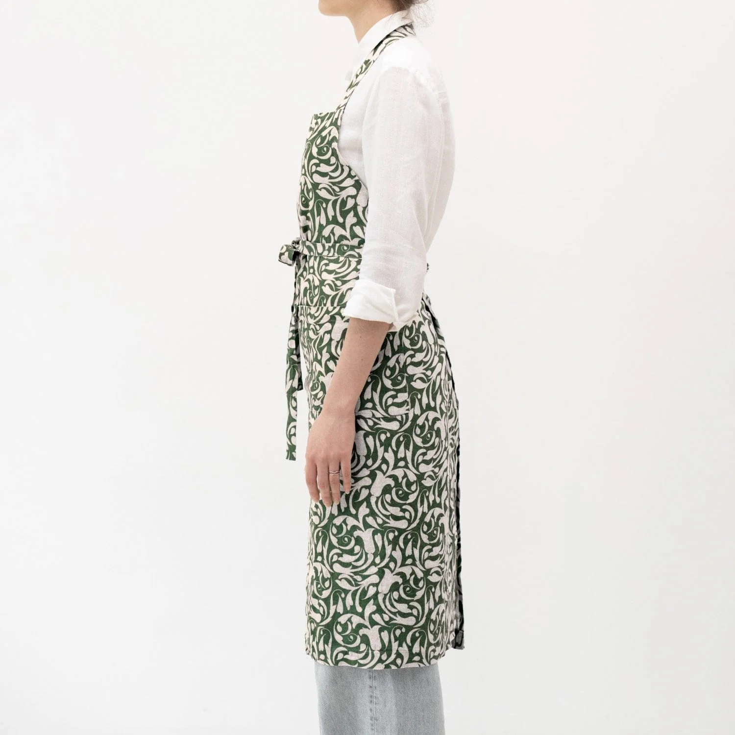 Evergreen Damask Linen Chef Apron - Image 2