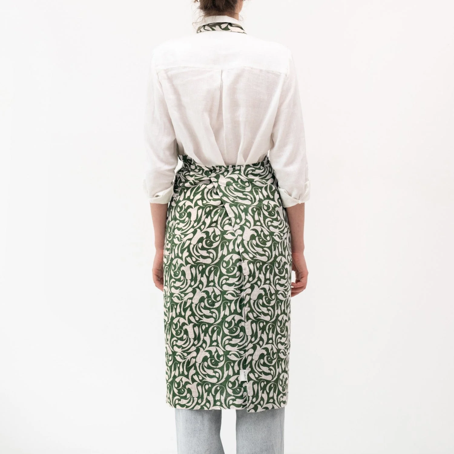 Evergreen Damask Linen Chef Apron - Image 3