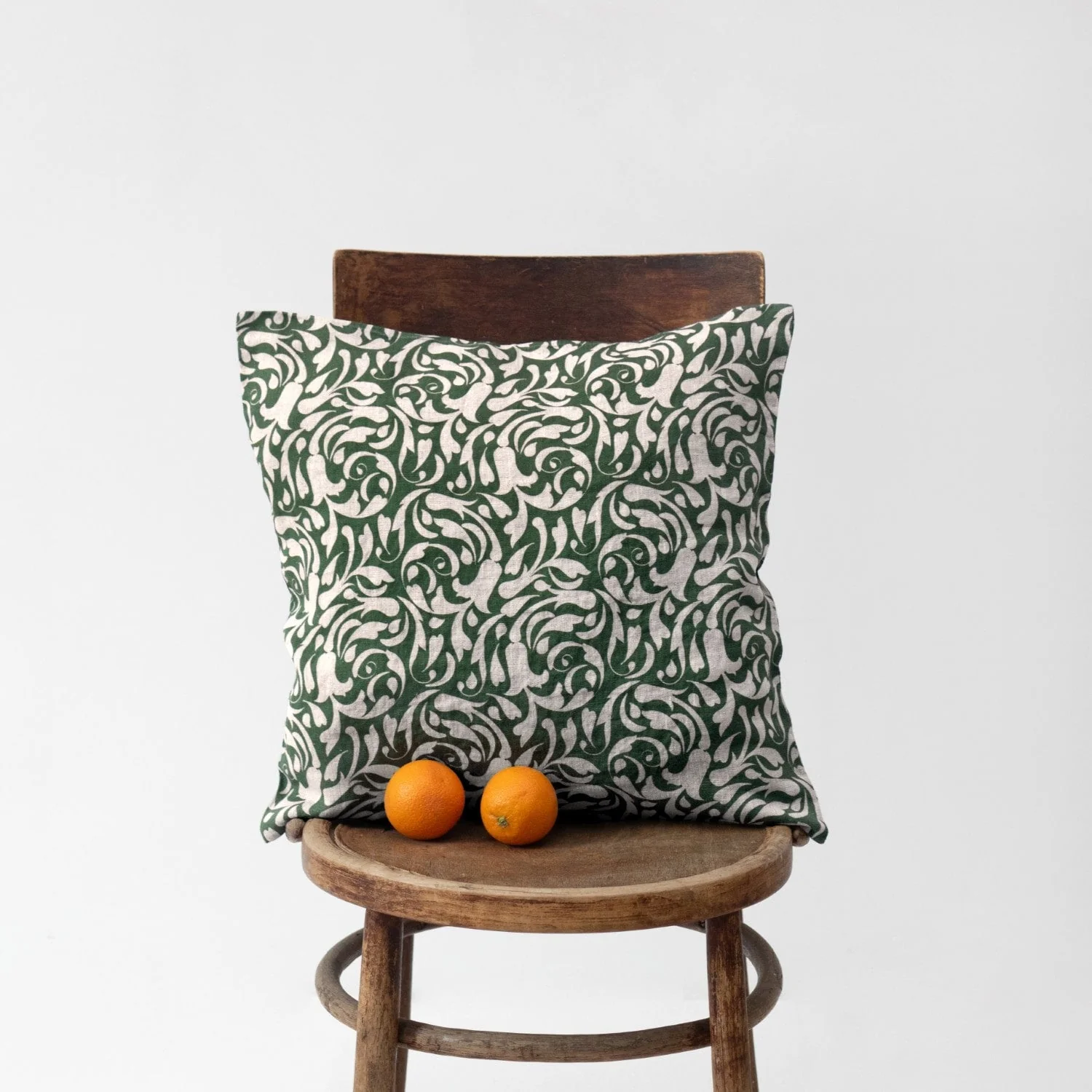 Evergreen Damask Linen Cushion Cover - Image 2