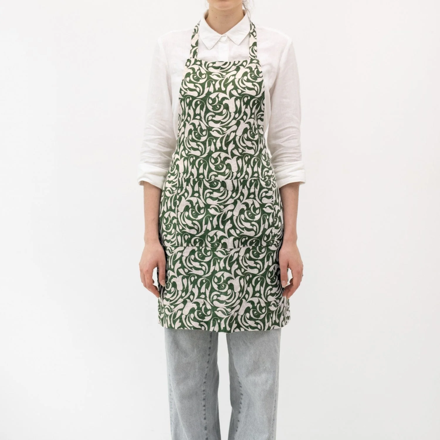 Evergreen Damask Linen Daily Apron
