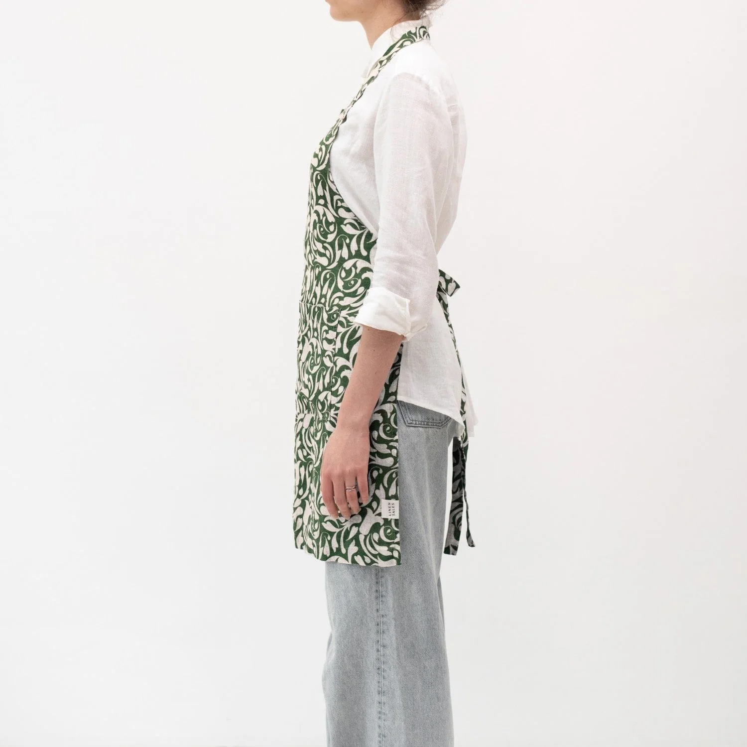 Evergreen Damask Linen Daily Apron - Image 2