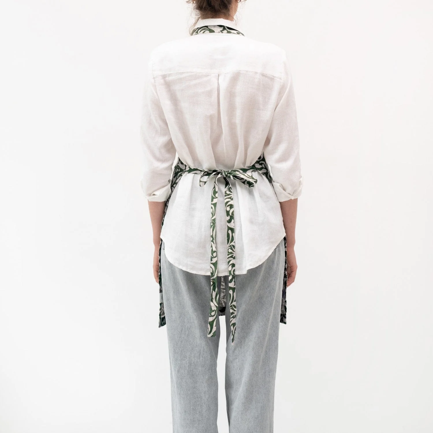 Evergreen Damask Linen Daily Apron - Image 3