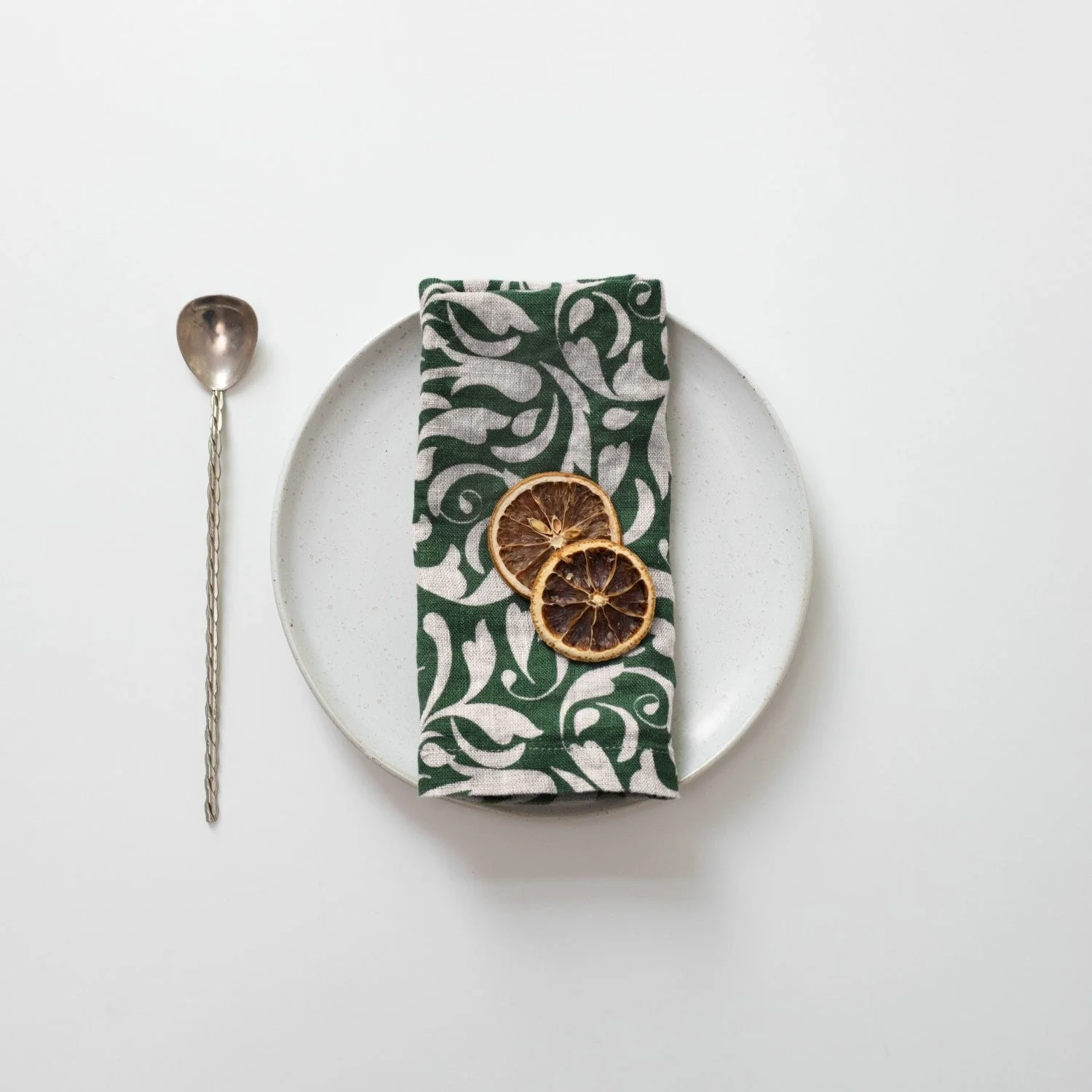 Evergreen Damask Linen Napkins Set of 2
