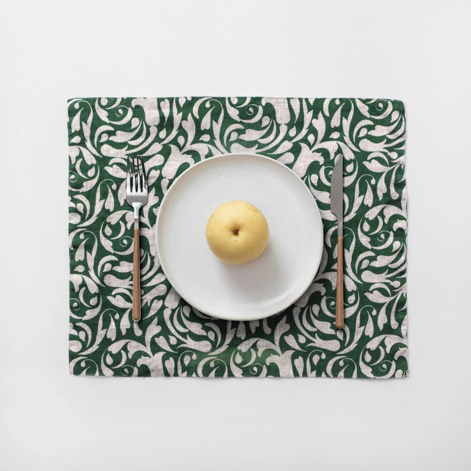 Evergreen Damask Linen Placemat
