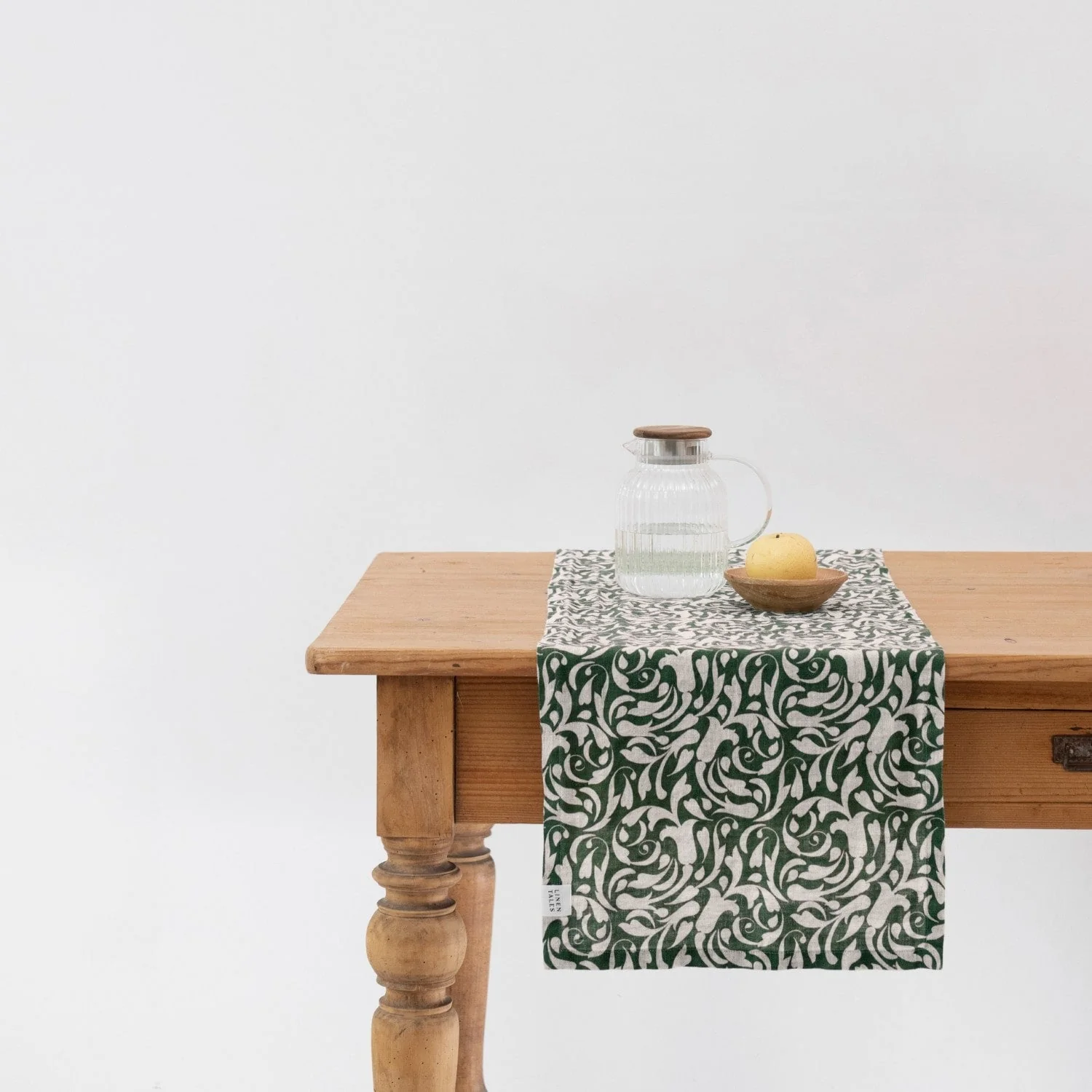 Evergreen Damask Linen Table Runner - Image 2