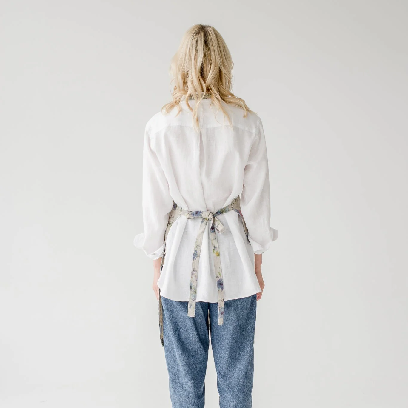 Flowers on Natural Linen Daily Apron - Image 3
