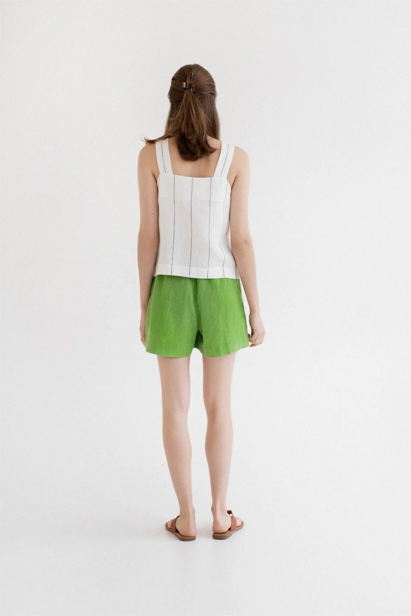 Foliage Green Linen Hip-Hop Shorts - Image 3