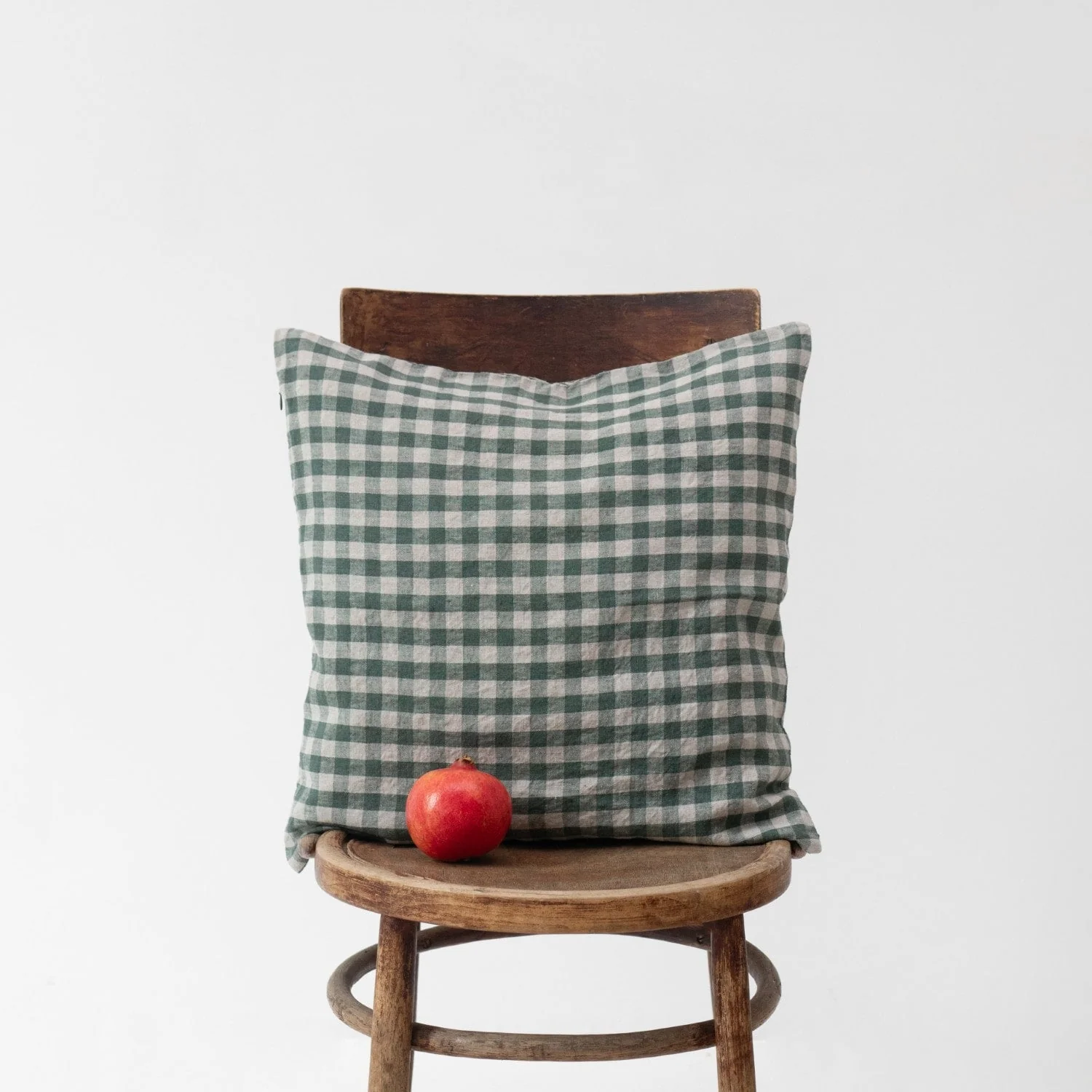Forest Green Gingham Linen Cushion Cover