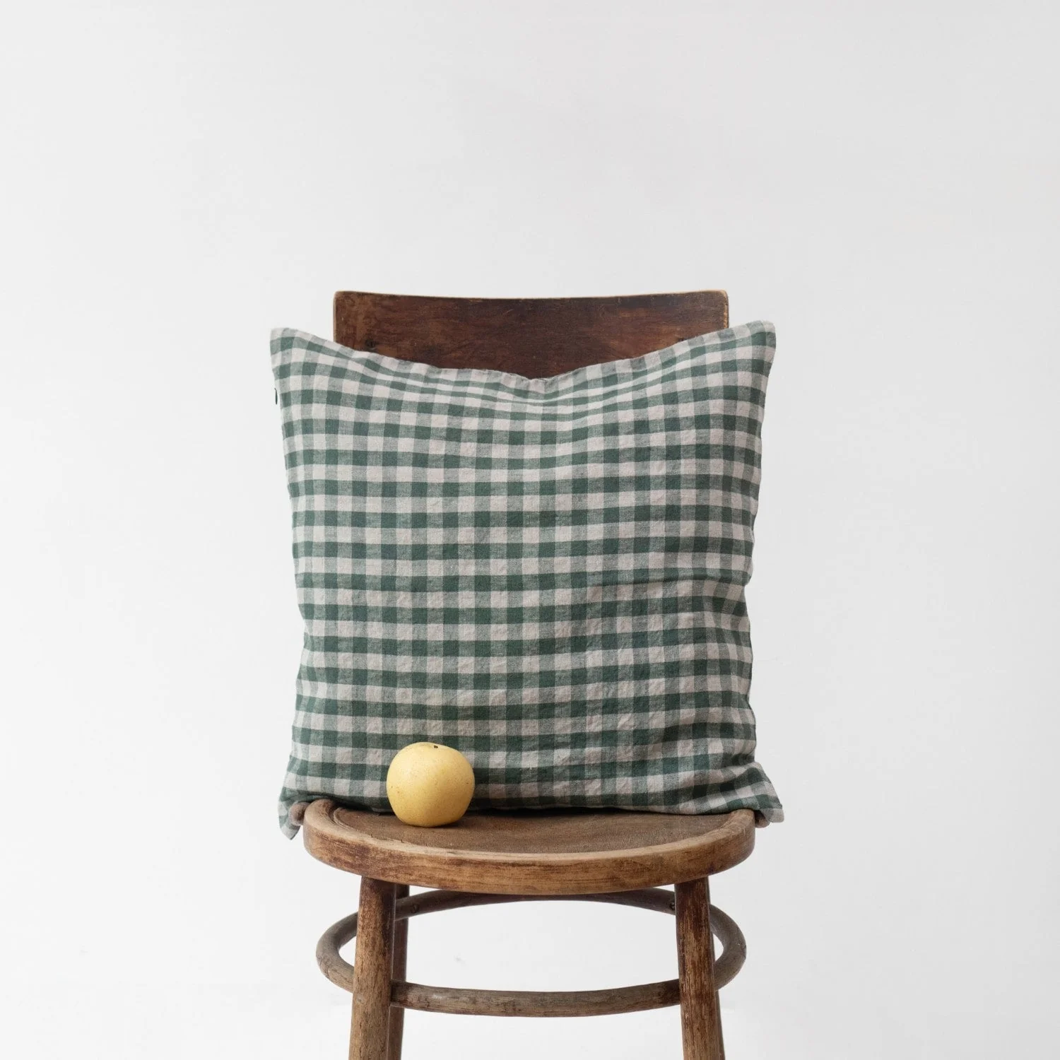 Forest Green Gingham Linen Cushion Cover - Image 4