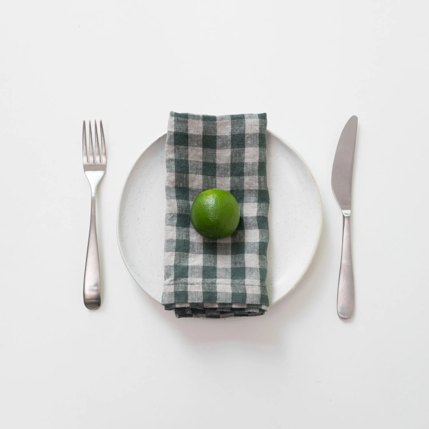 Forest Green Gingham Linen Napkins Set of 2 - Image 2