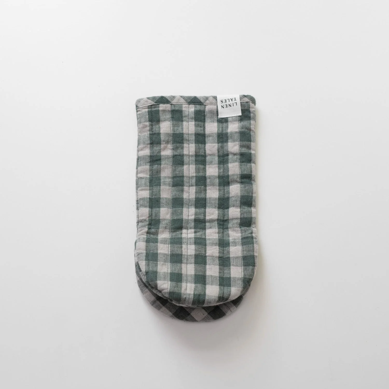 Forest Green Gingham Linen Oven Mitt