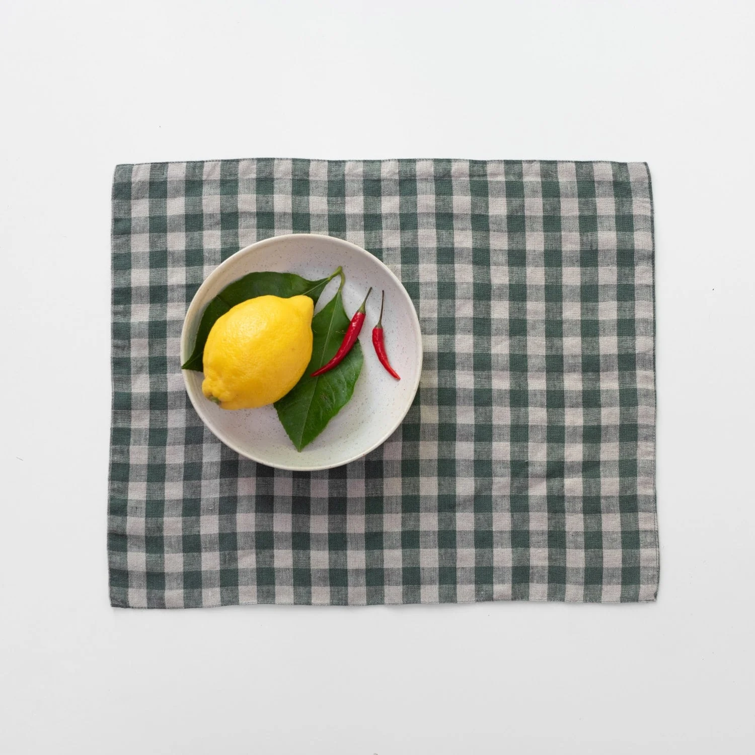 Forest Green Gingham Linen Placemat