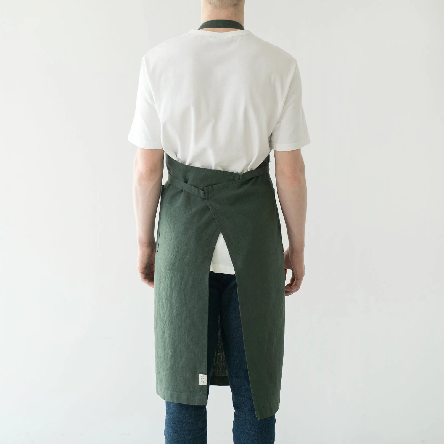 Forest Green Linen Chef Apron - Image 3