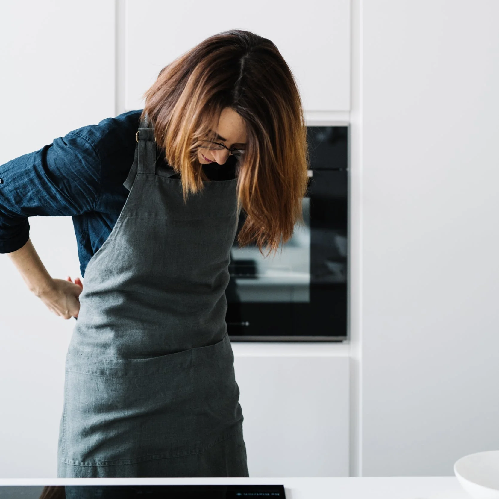 Forest Green Linen Chef Apron - Image 4