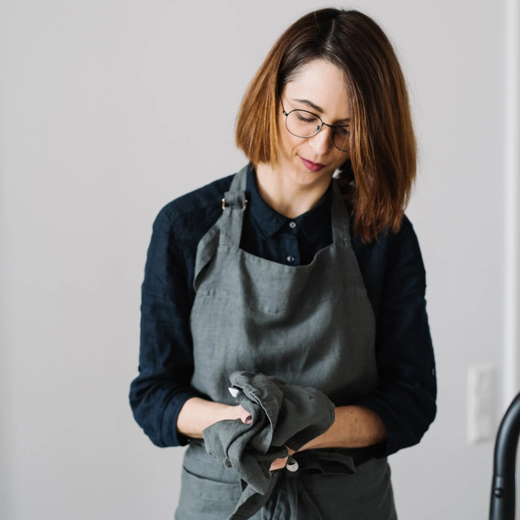 Forest Green Linen Chef Apron - Image 6